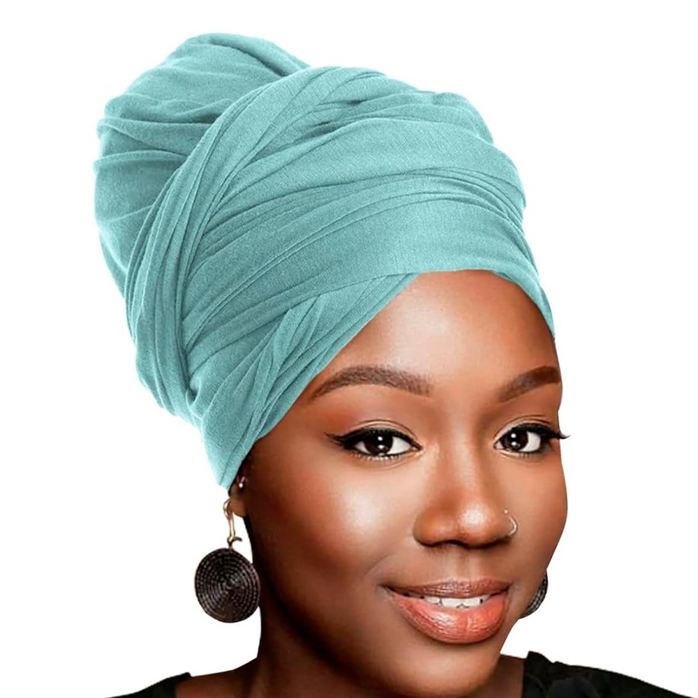 Green Turban Headwrap Women African Turban Stretch Head Wraps Extra Long Ultra…